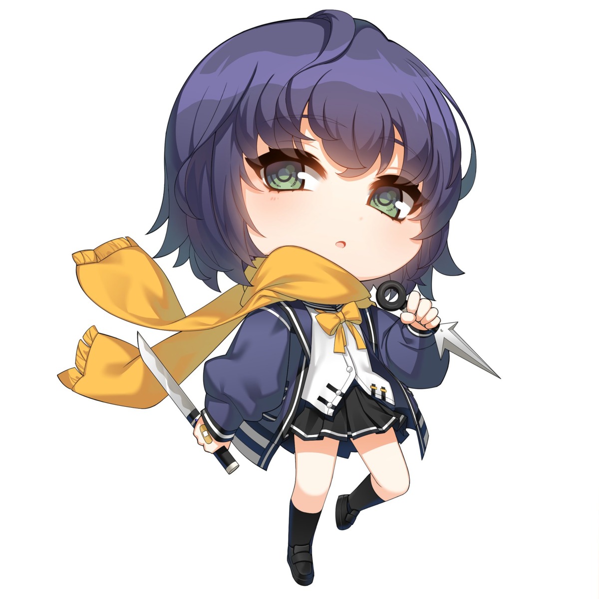 chibi, closers, eunha_(closers), seifuku, sweater, tagme, weapon