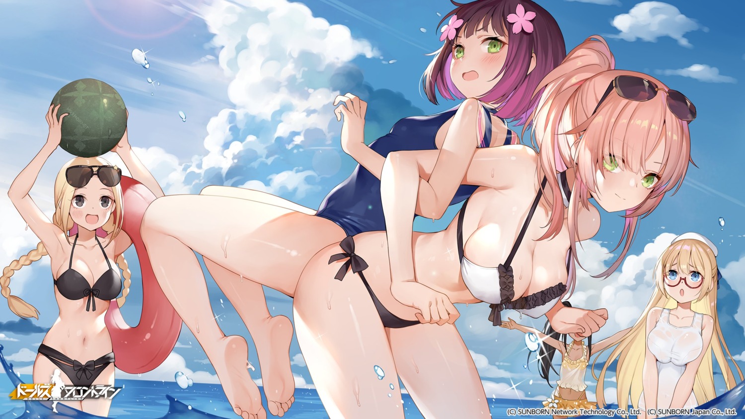 bikini, c-ms_(girls_frontline), cleavage, girls_frontline, haijin, megane, r93_(girls_frontline), school_swimsuit, see_through, serdyukov_(girls_frontline), star_z-62_(girls_frontline), swimsuits, type_4_(girls_frontline), wallpaper, wet, wet_clothes