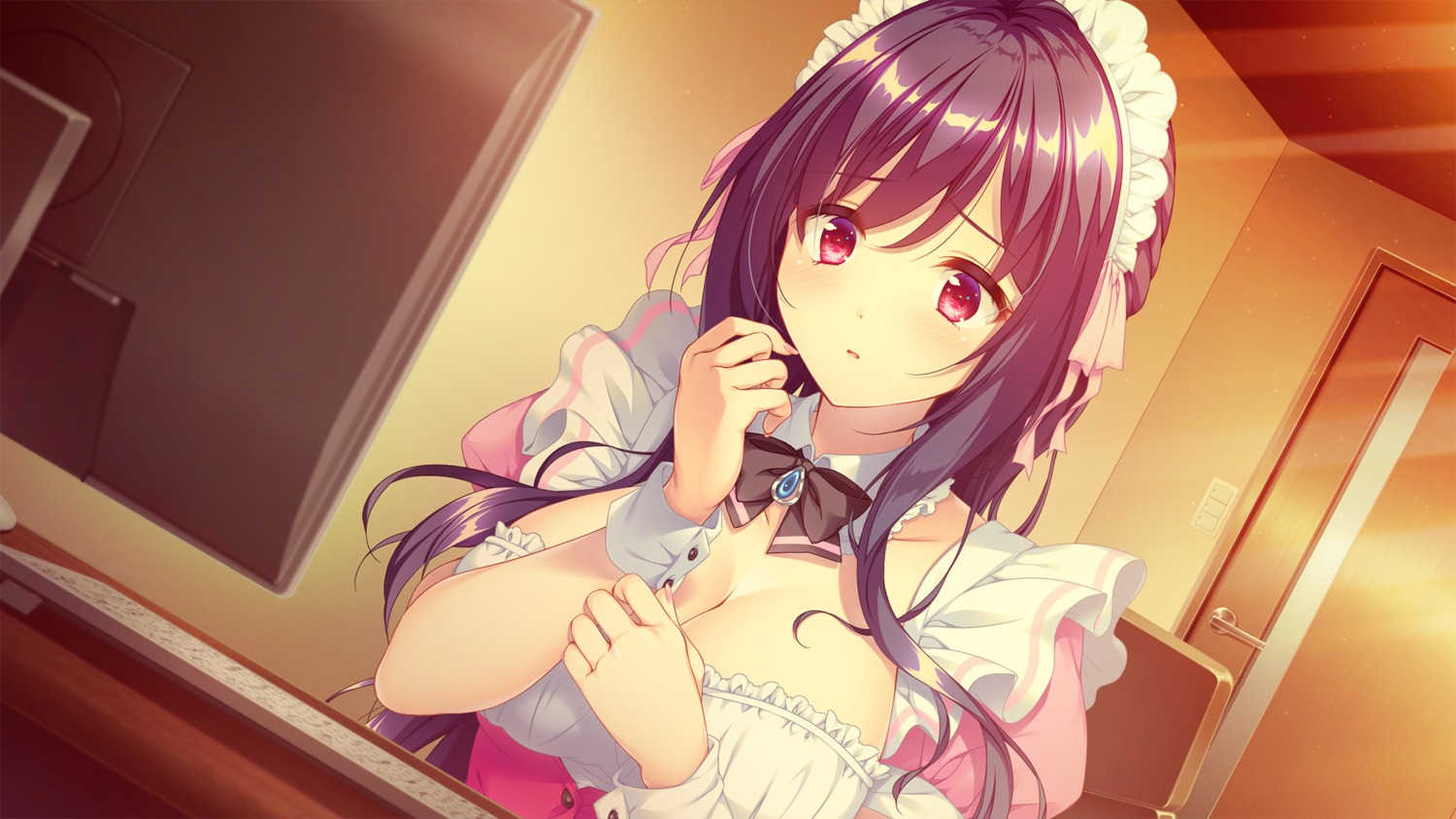 cleavage, game_cg, maid, makina_(qualia_~yakusoku_no_kiseki~), puresis, qualia_~yakusoku_no_kiseki~, suzushiro_atsushi