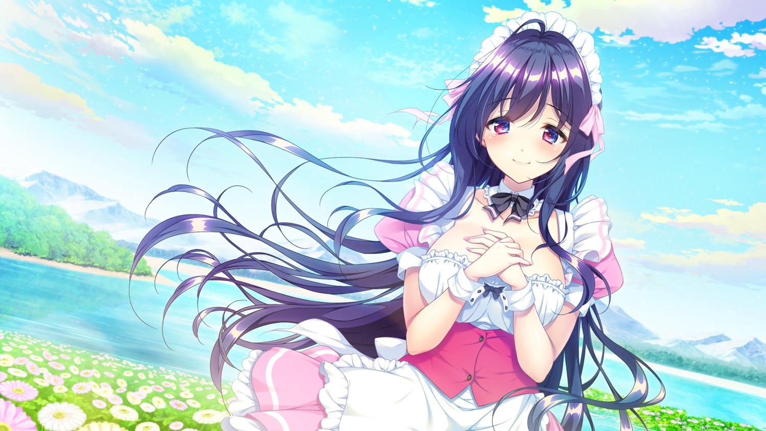 game_cg, maid, makina_(qualia_~yakusoku_no_kiseki~), puresis, qualia_~yakusoku_no_kiseki~, skirt_lift, suzushiro_atsushi