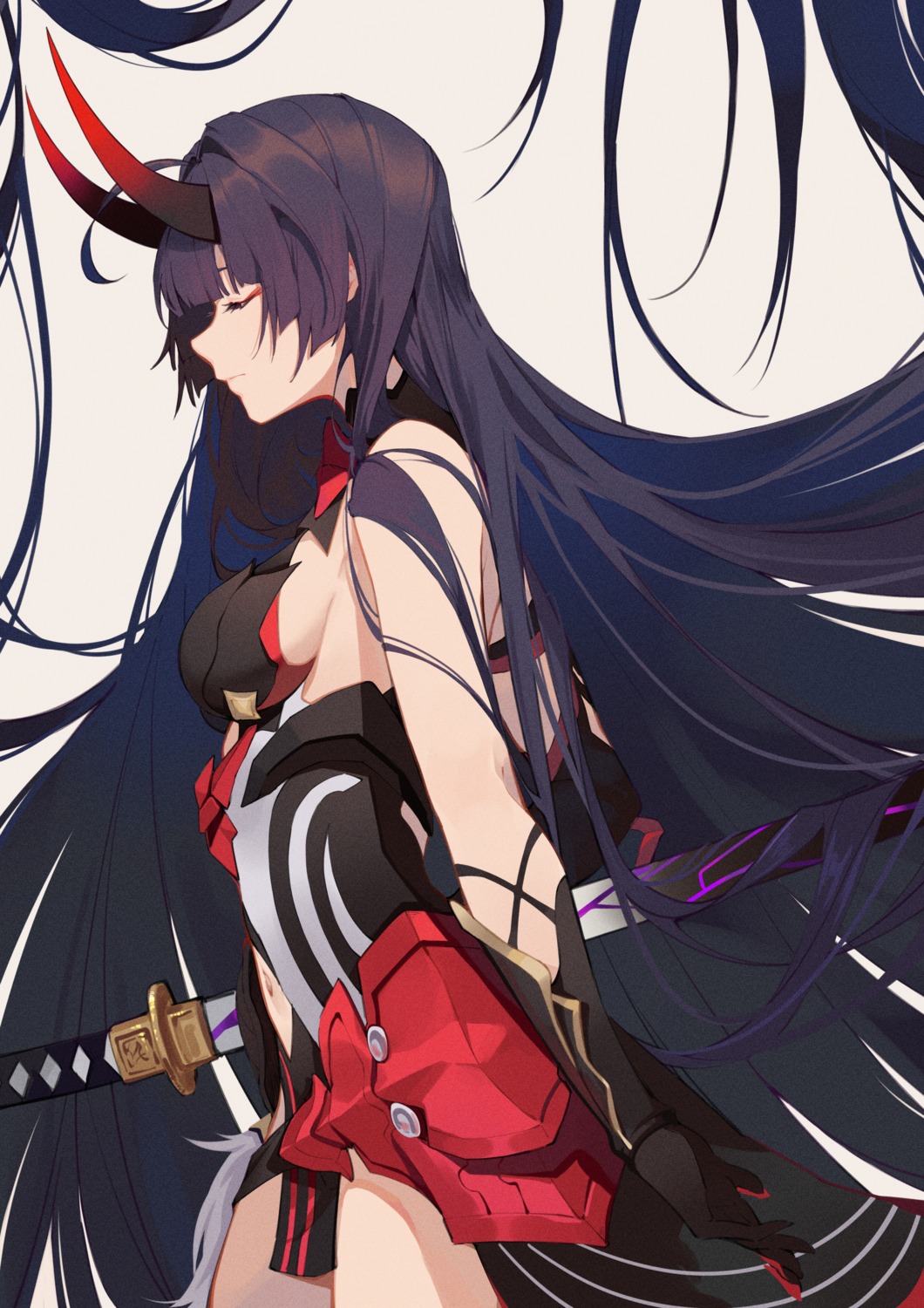 armor, benghuai_xueyuan, honkai_impact, horns, raiden_mei, shijiuqaq, sword