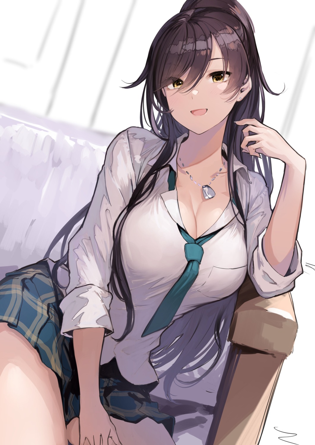cleavage, koruse, open_shirt, seifuku, shirase_sakuya, the_idolm@ster, the_idolm@ster_shiny_colors