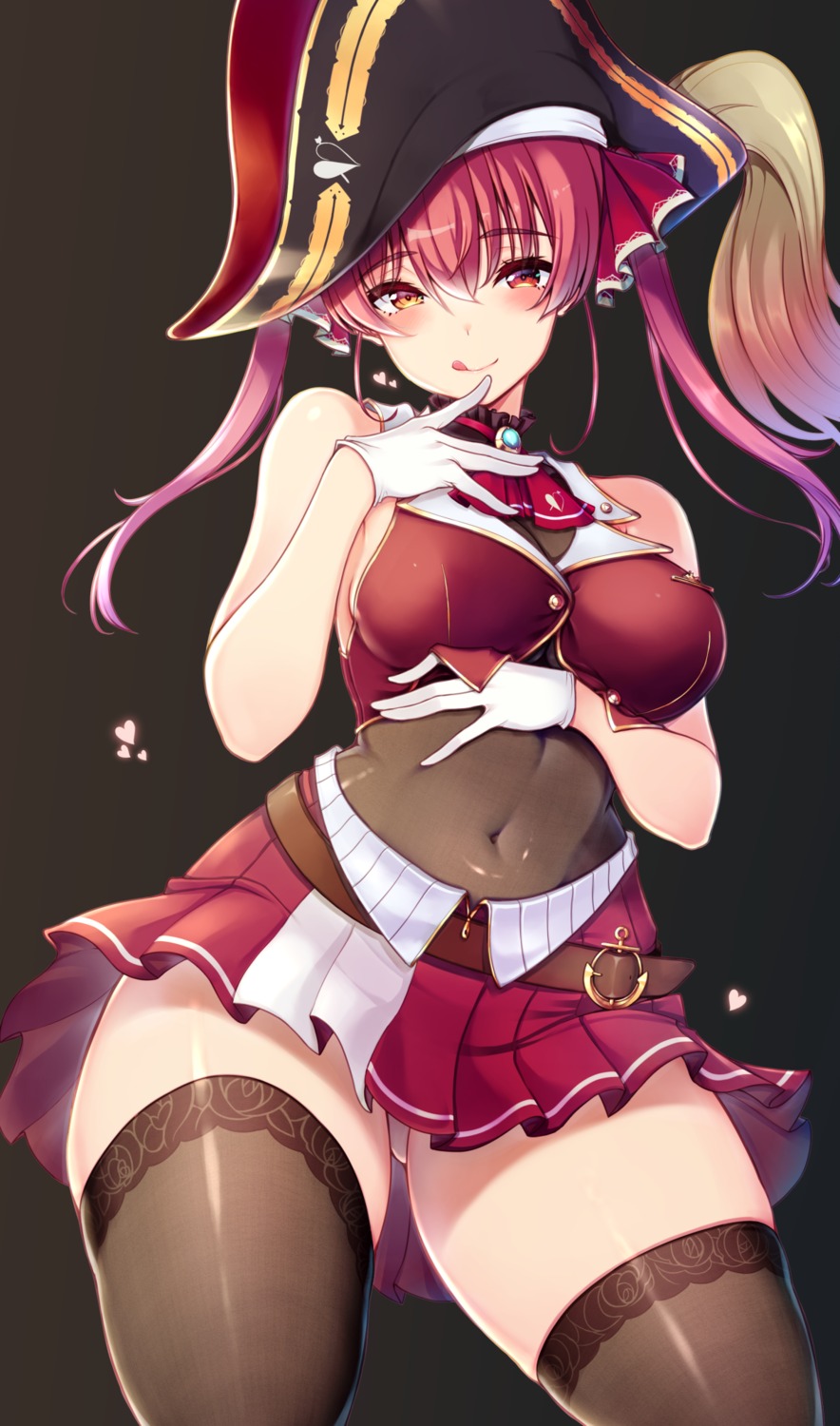 heterochromia, hololive, houshou_marine, masaoka_misaki, pirate, thighhighs