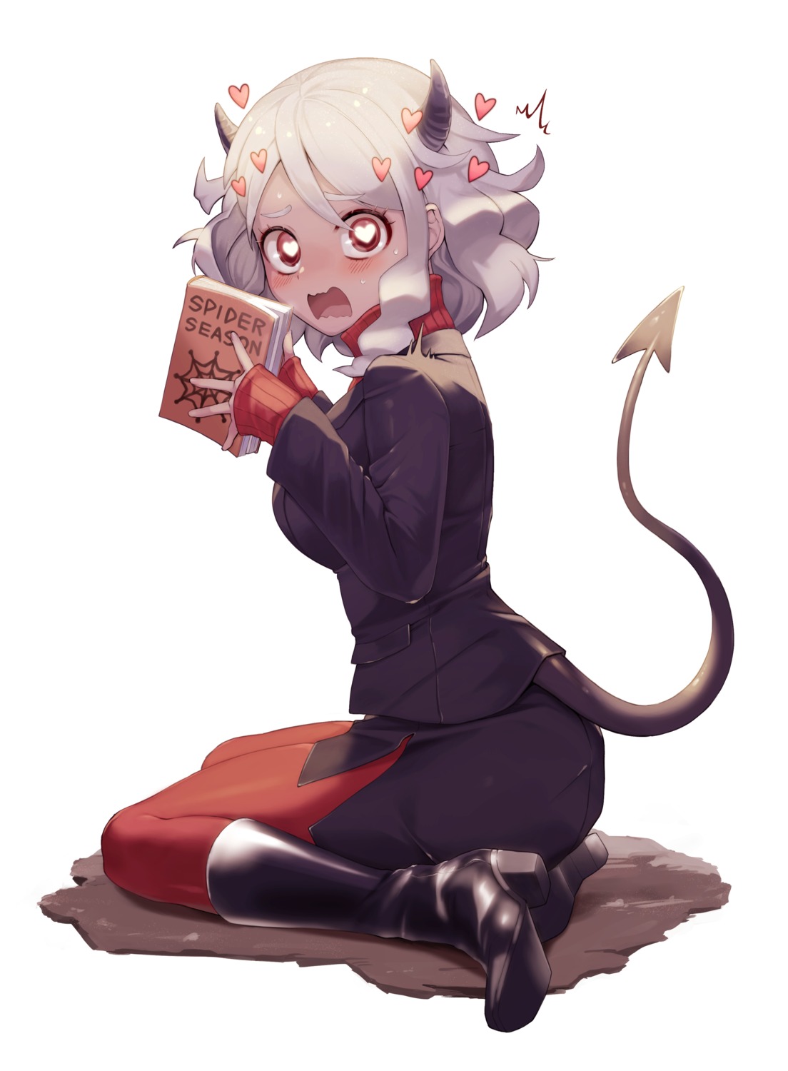 business_suit, heels, helltaker, horns, kyota07, modeus_(helltaker), pantyhose, sweater