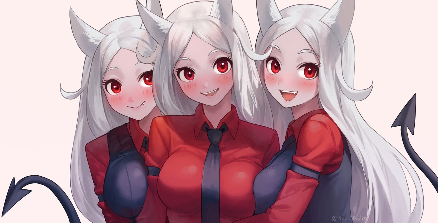 animal_ears, business_suit, cerberus_(helltaker), helltaker, nhaliz, tail