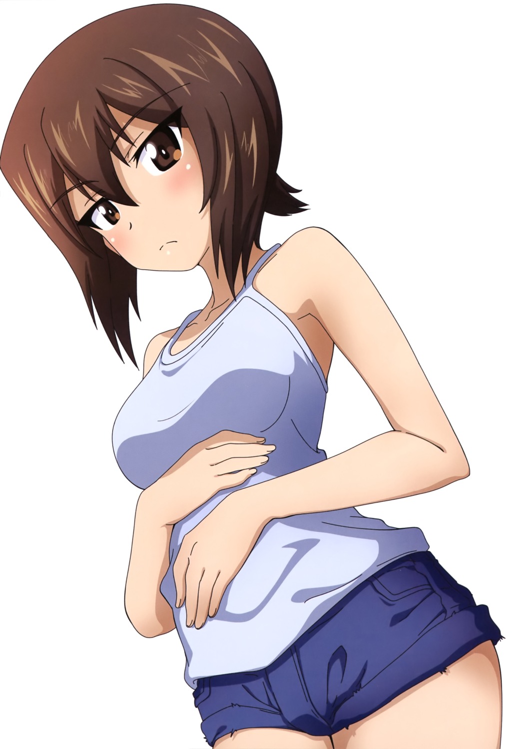 breast_hold, girls_und_panzer, kanau, nishizumi_maho