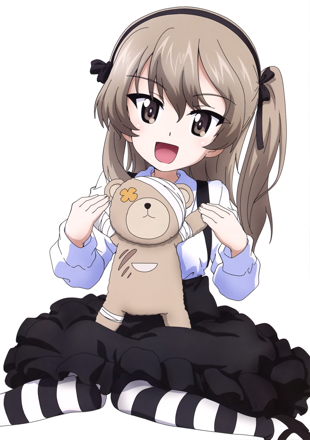 bandages, dress, girls_und_panzer, gothic_lolita, kanau, lolita_fashion, pantyhose, shimada_arisu