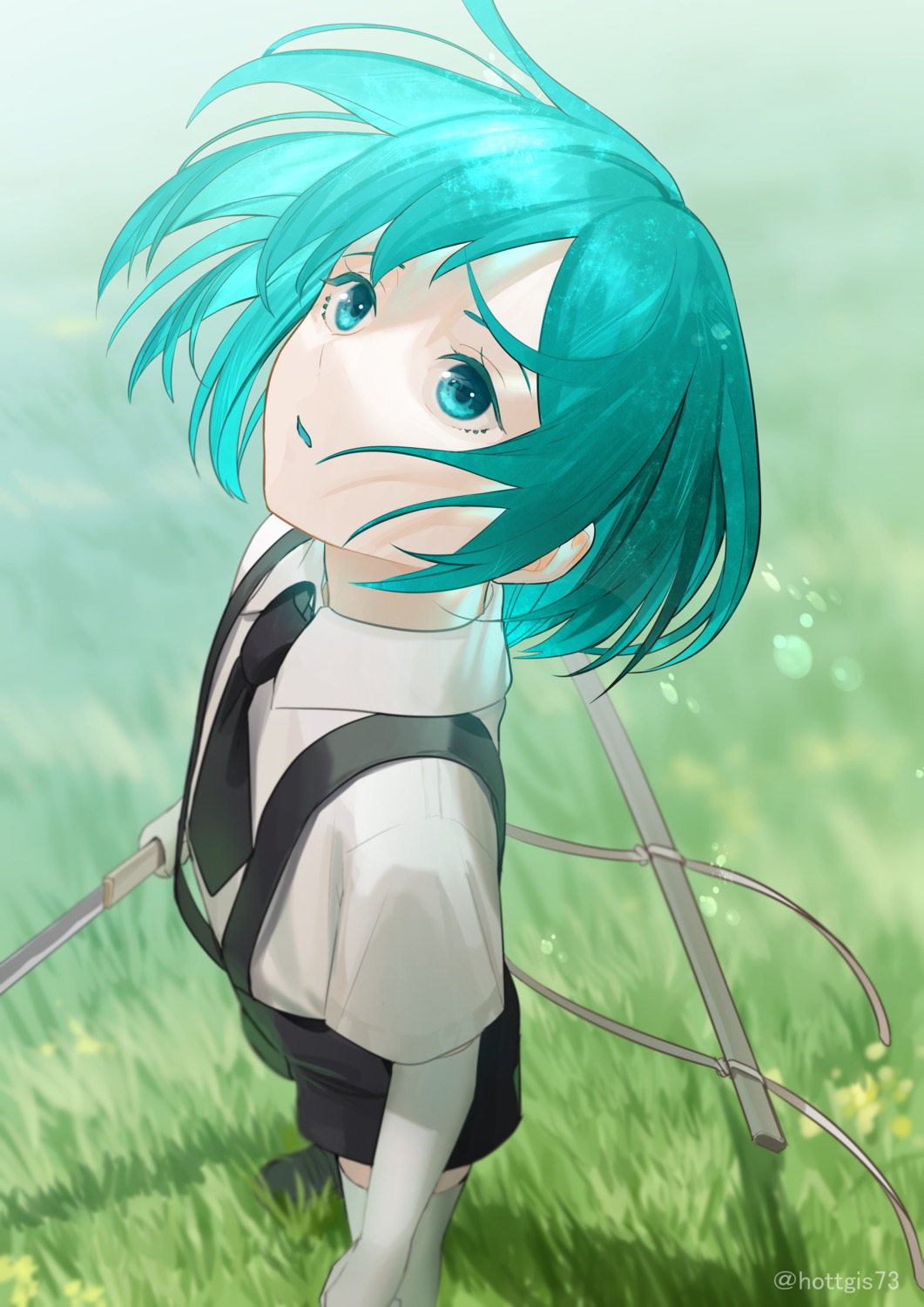houseki_no_kuni, phosphophyllite, shi_niao, sword, thighhighs