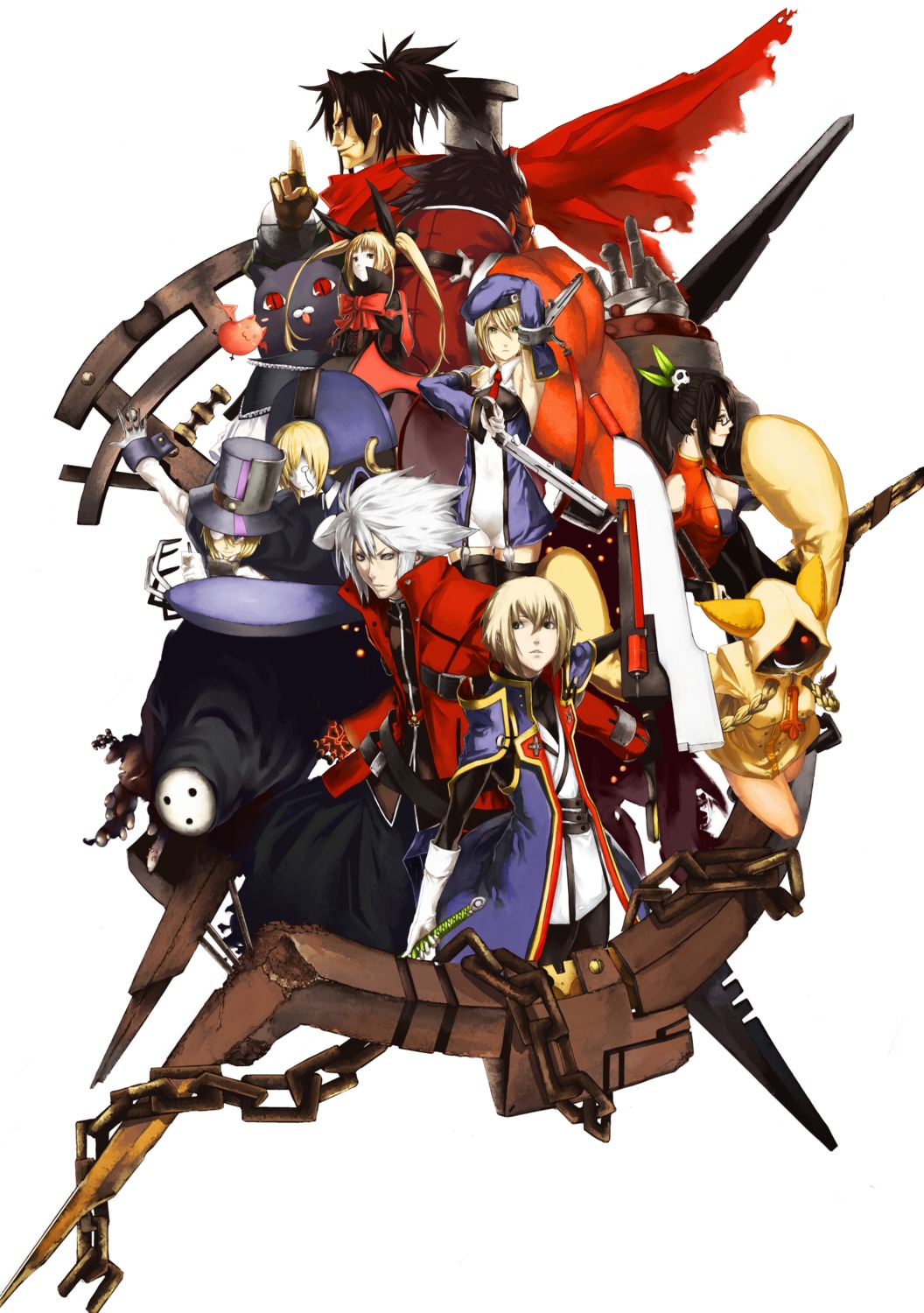 arakune, blazblue, carl_clover, iron_tager, katou_yuuki, kisaragi_jin, litchi_faye_ling, mori_toshimichi