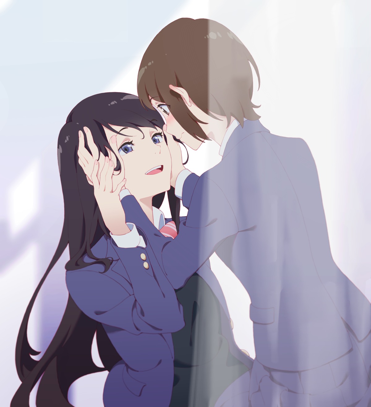 cheese_kang, fragtime, moritani_misuzu, murakami_haruka, seifuku, sweater, yuri