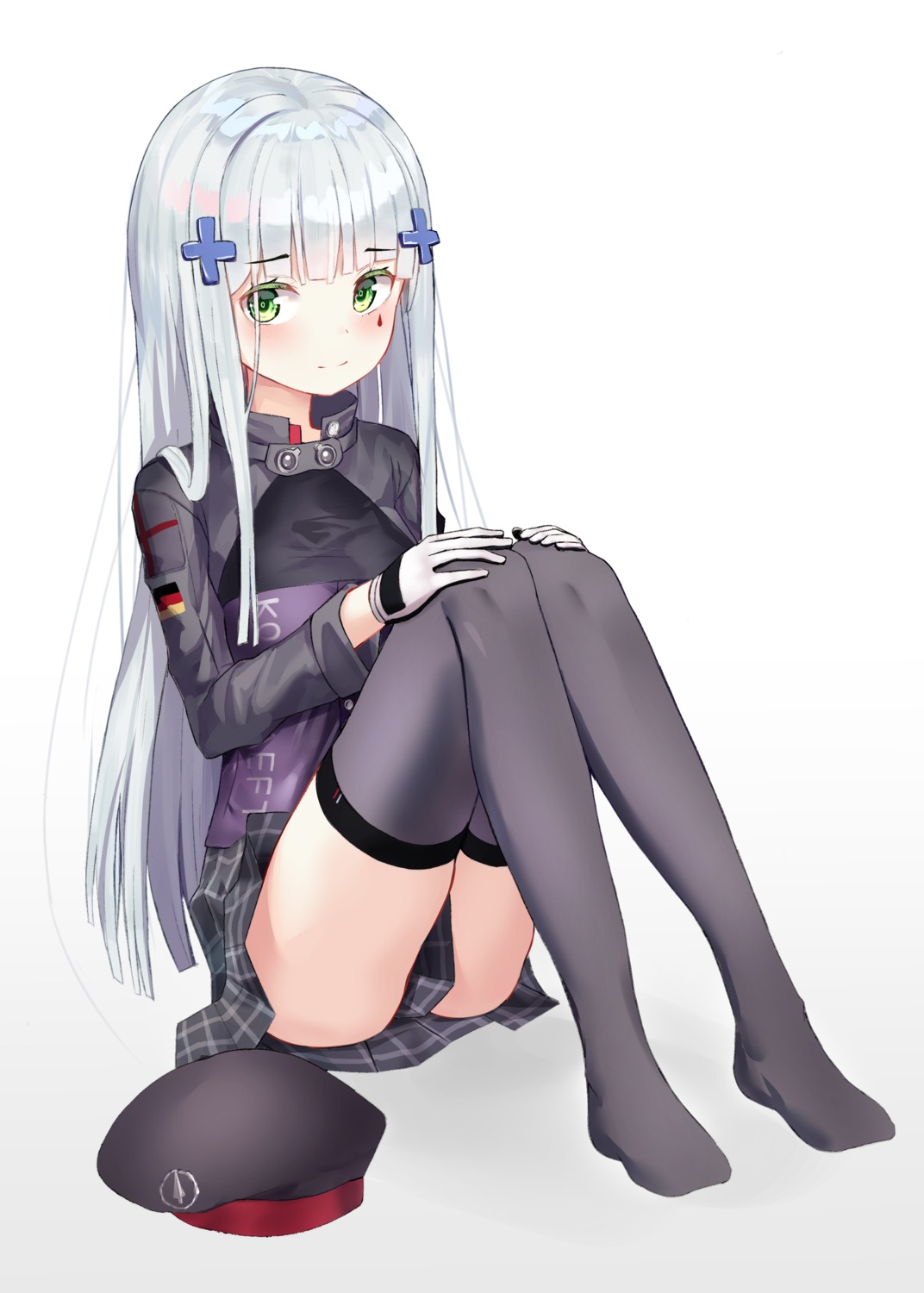 feet, girls_frontline, hk416_(girls_frontline), hwanhee, skirt_lift, thighhighs