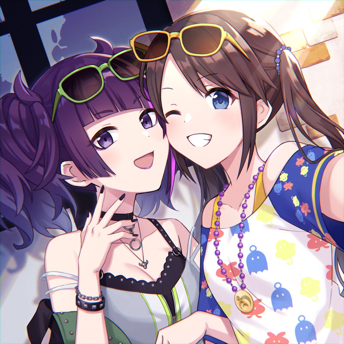 23nanato, cleavage, megane, mitsumine_yuika, tanaka_mamimi, the_idolm@ster, the_idolm@ster_shiny_colors