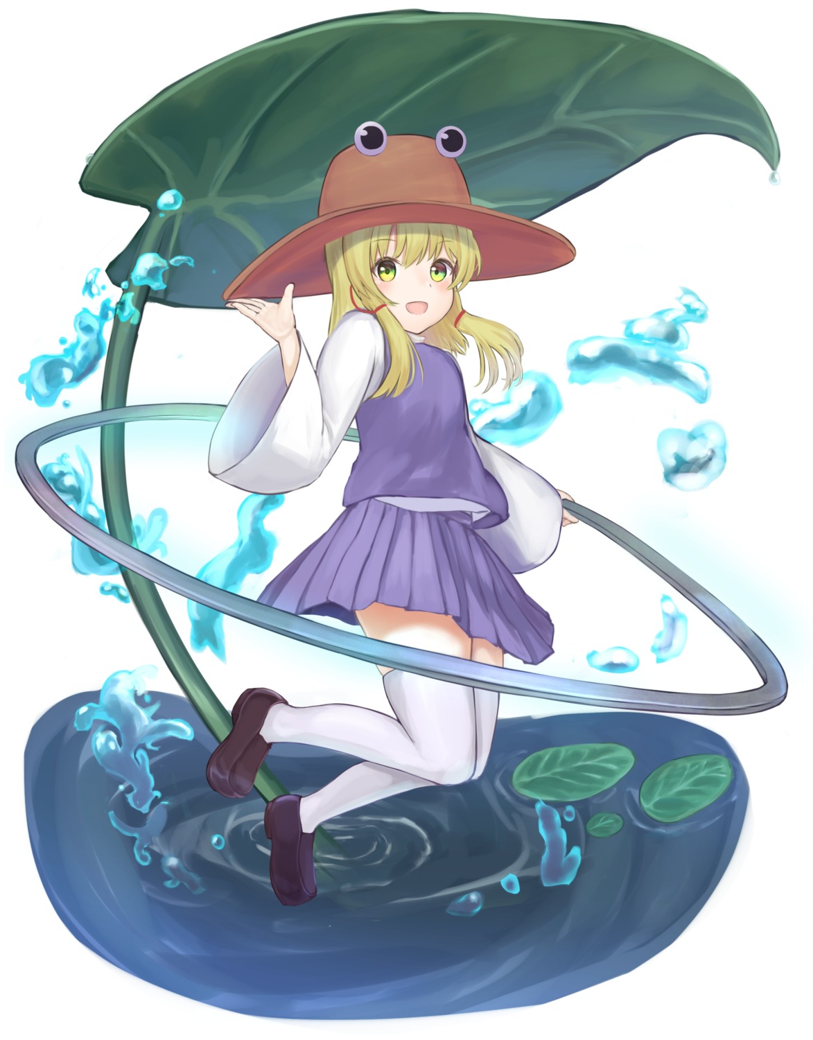 kosode_(syakoto), moriya_suwako, thighhighs, touhou