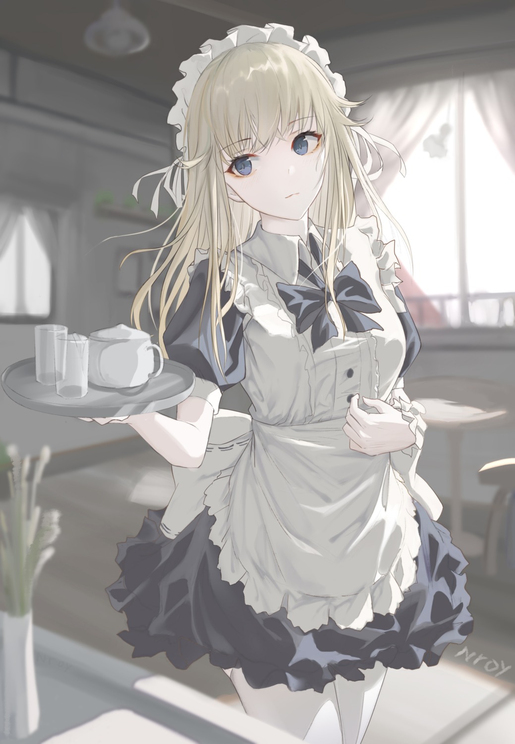 maid, nroy-, thighhighs, waitress