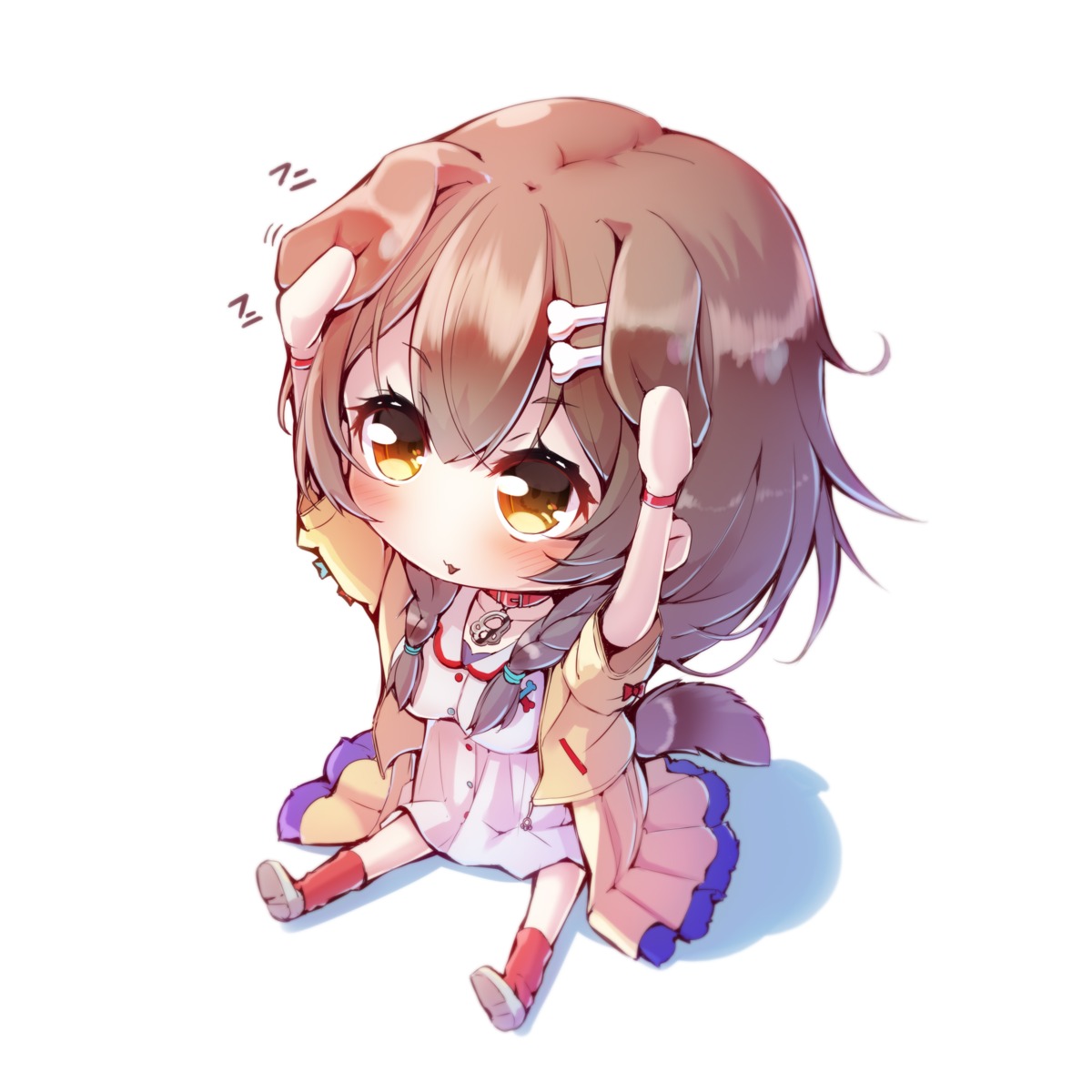 animal_ears, chibi, dress, hololive, hololive_gamers, imo_bouya, inugami_korone, inumimi