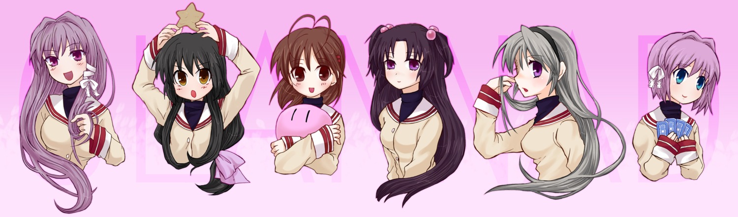 clannad, fujibayashi_kyou, fujibayashi_ryou, furukawa_nagisa, ibuki_fuuko, ichinose_kotomi, sakagami_tomoyo, seifuku, shimiko