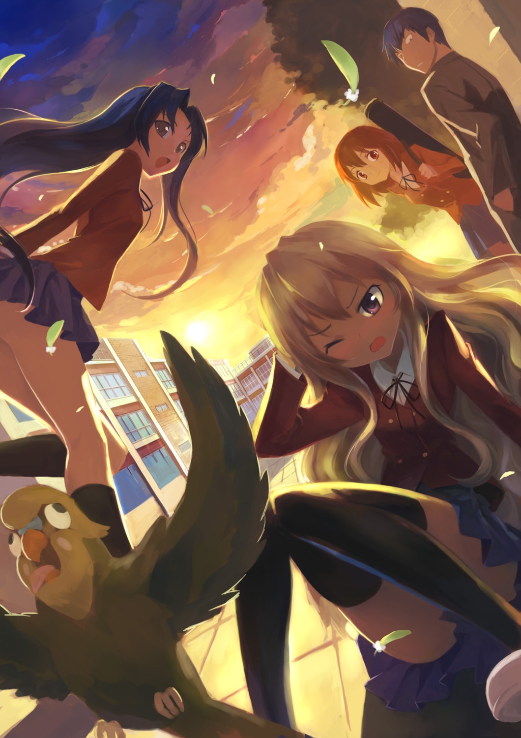 aisaka_taiga, kawashima_ami, kushieda_minori, ldld2, seifuku, takasu_ryuuji, thighhighs, toradora!