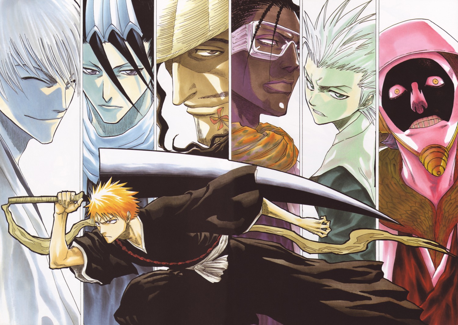 bleach, hitsugaya_toushirou, ichimaru_gin, kaname_tousen, kubo_tite, kuchiki_byakuya, kurosaki_ichigo, kurotsuchi_mayuri