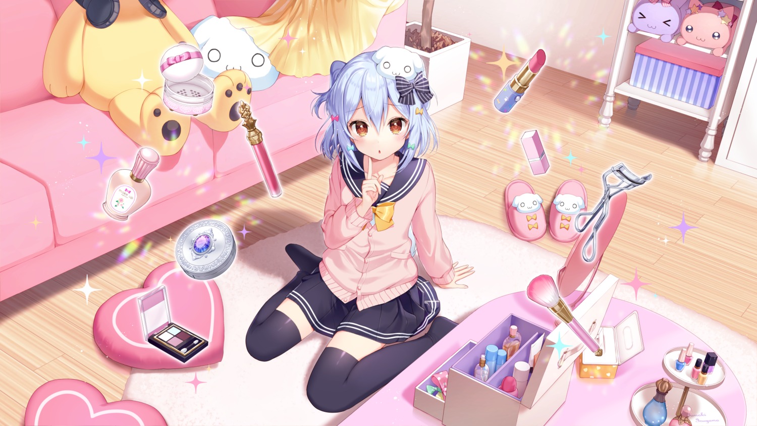 inuyama_tamaki, momoshiki_tsubaki, seifuku, sweater, tail, thighhighs, trap, tsukudani_norio_channel
