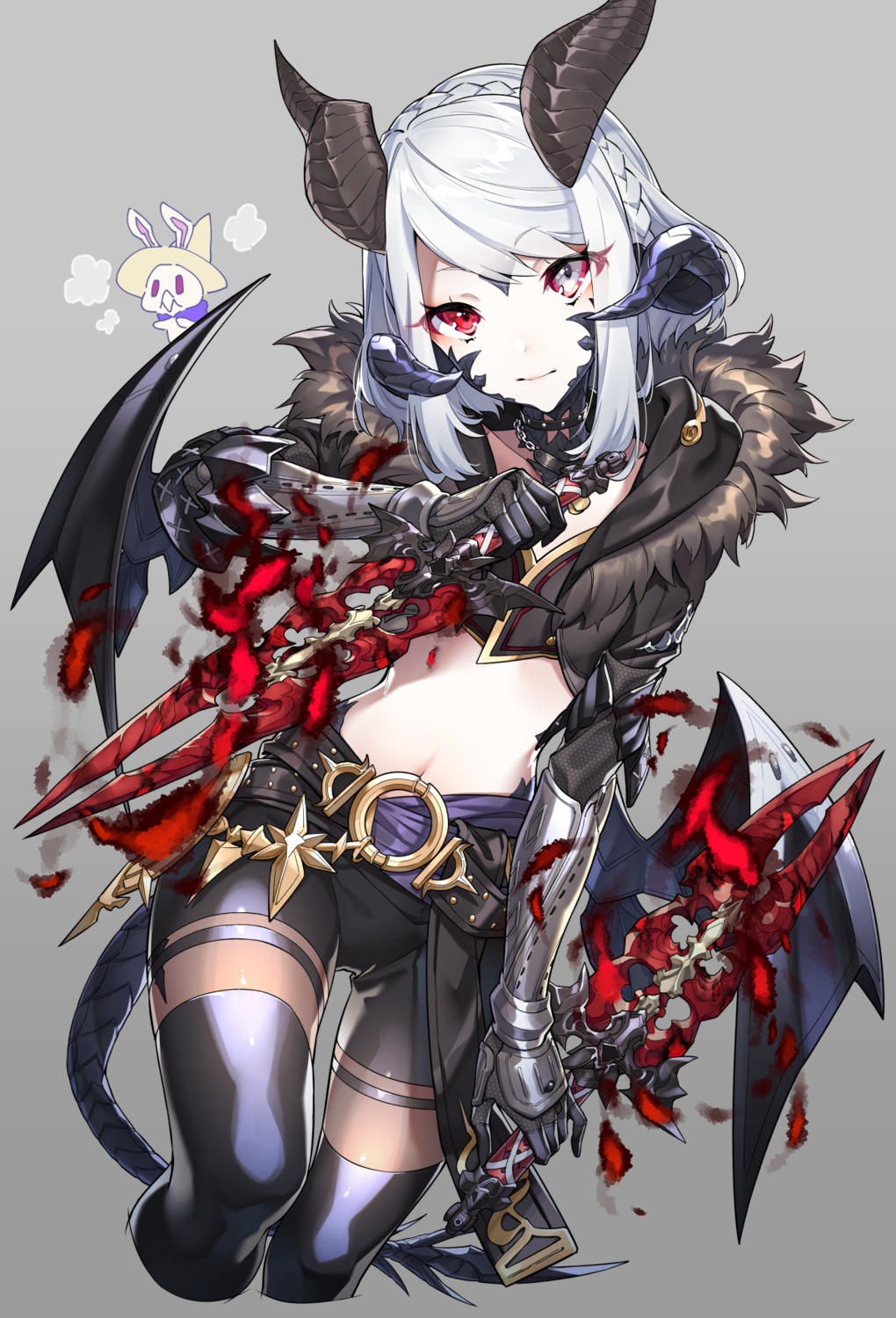 armor, au_ra, bike_shorts, final_fantasy, final_fantasy_xiv, garter, horns, tail