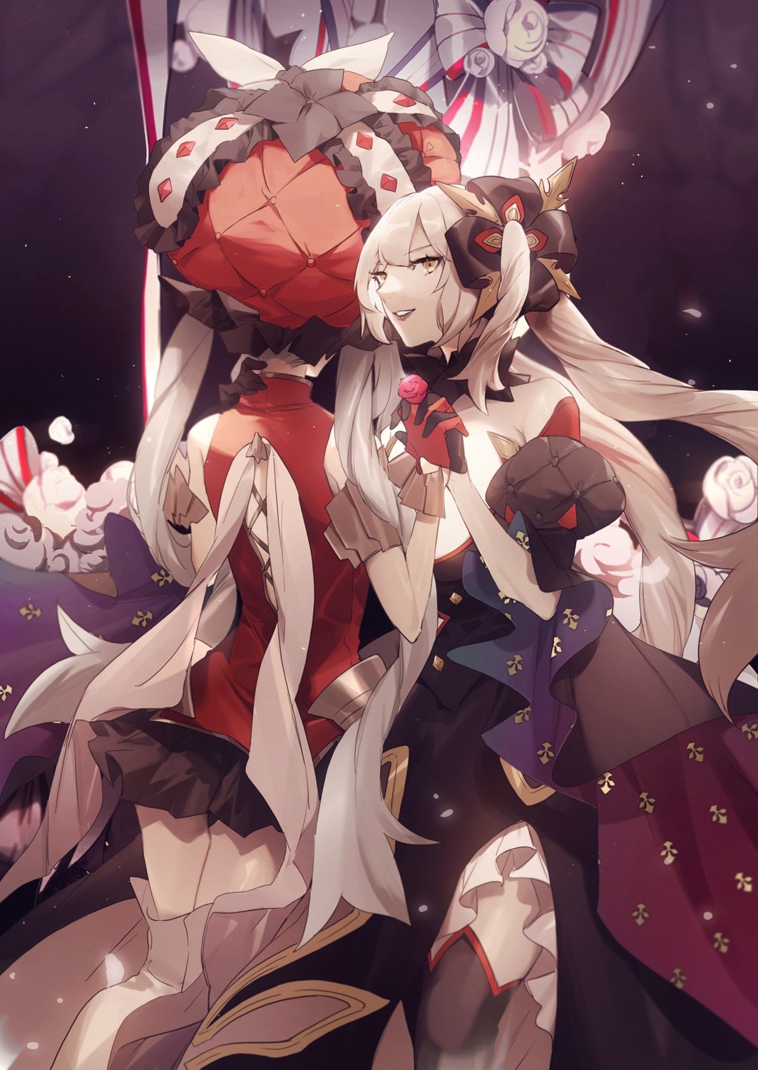 dress, fate/grand_order, marie_antoinette_(fate), marie_antoinette_alter_(fate), no-kan, thighhighs, yuri