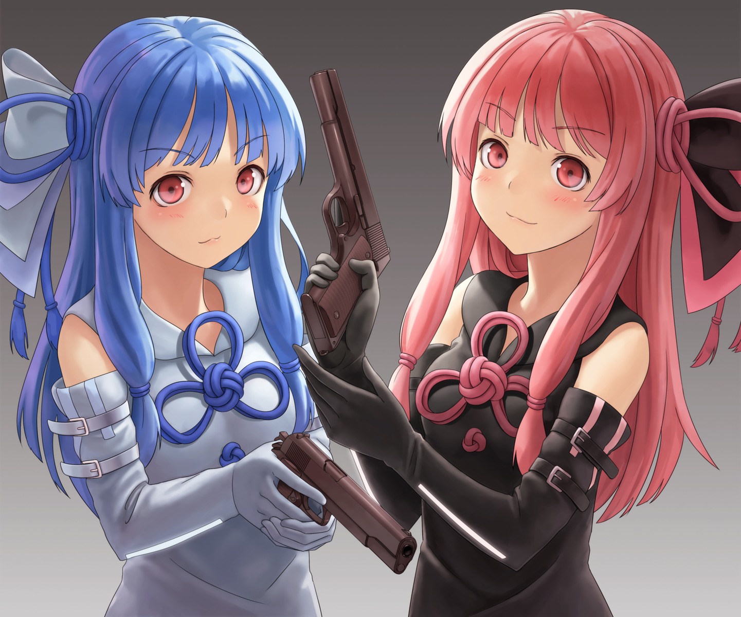 dress, gun, kotonoha_akane, kotonoha_aoi, kurione, voiceroid