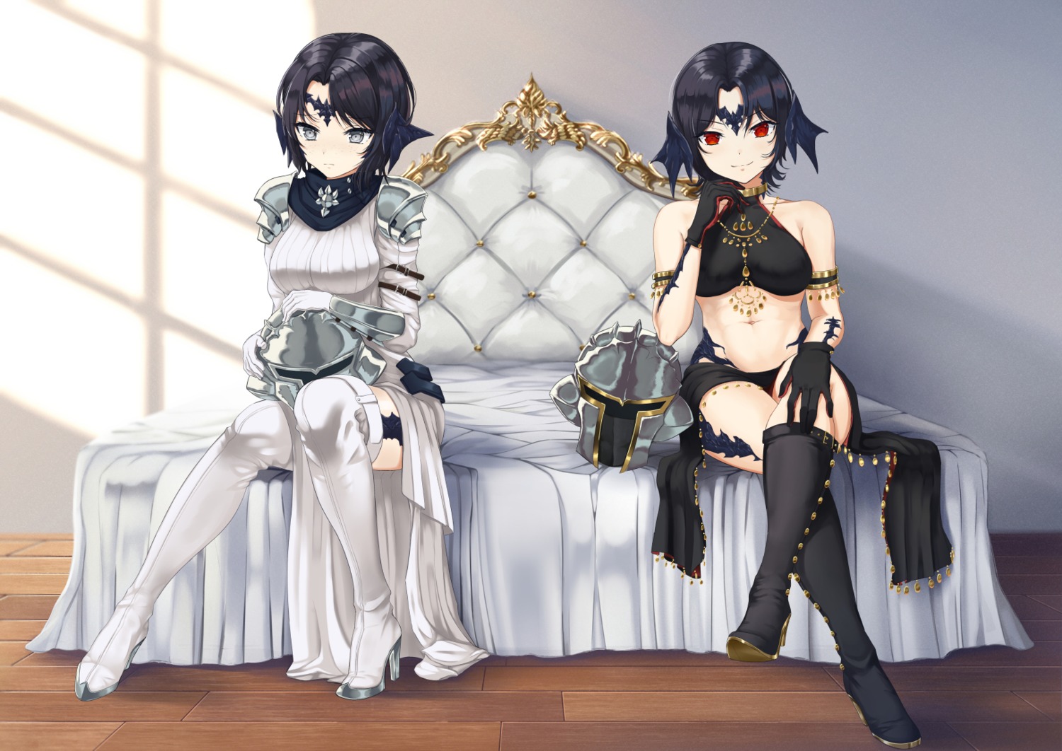 armor, au_ra, final_fantasy, final_fantasy_xiv, heels, ruby_suguri, stockings, thighhighs