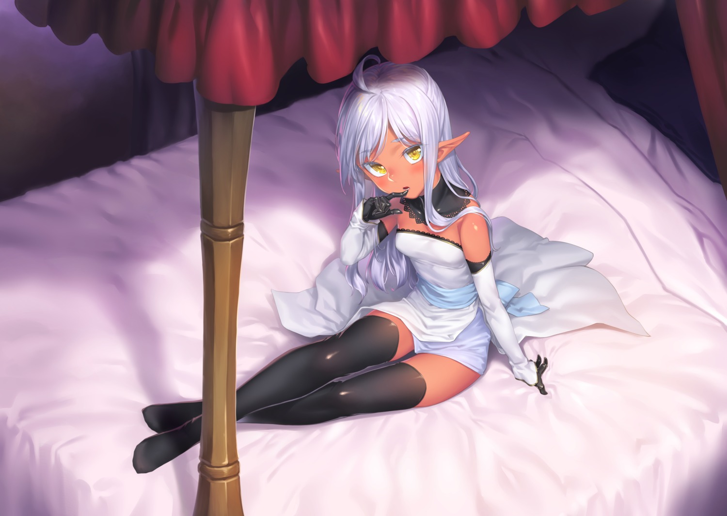 dress, kasei, pointy_ears, thighhighs