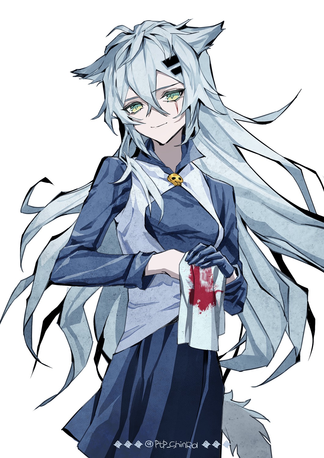 animal_ears, arknights, blood, lappland_(arknights), shinra_(user_shinra), tail