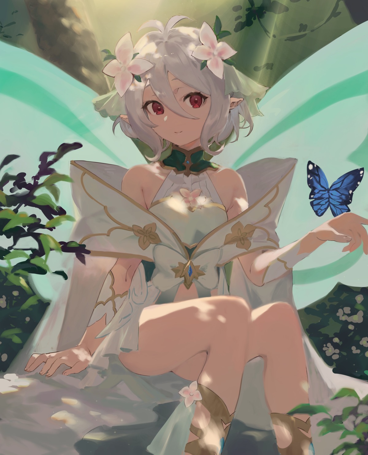 dress, kokkoro, pointy_ears, princess_connect!, princess_connect!_re:dive, skirt_lift, tsuiru, wings