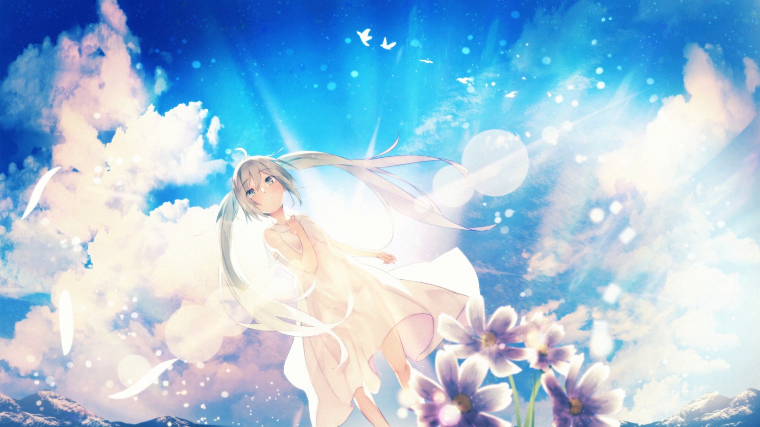 dress, fujiwara_mizuki, hatsune_miku, see_through, summer_dress, vocaloid
