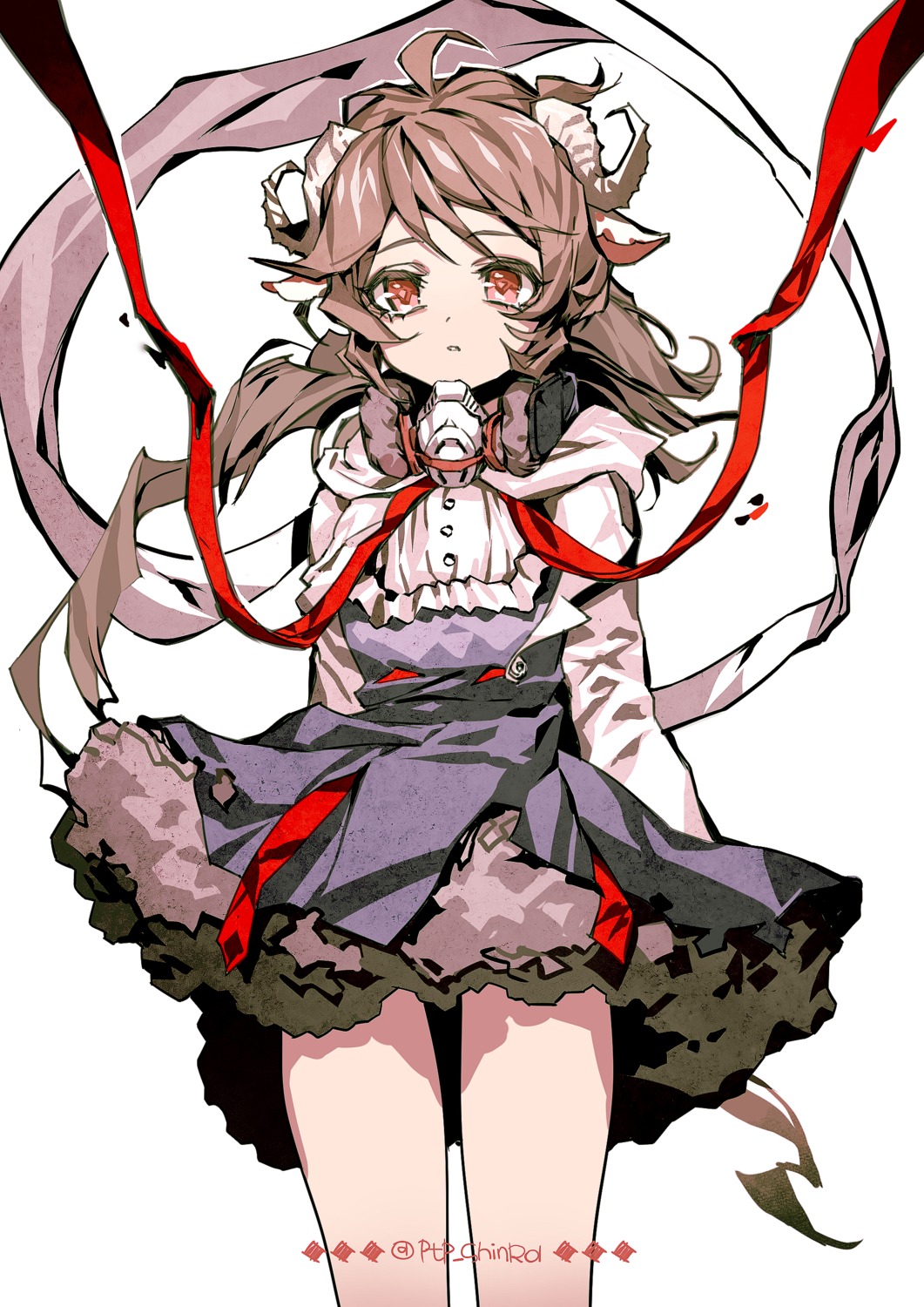animal_ears, arknights, eyjafjalla_(arknights), horns, shinra_(user_shinra), skirt_lift