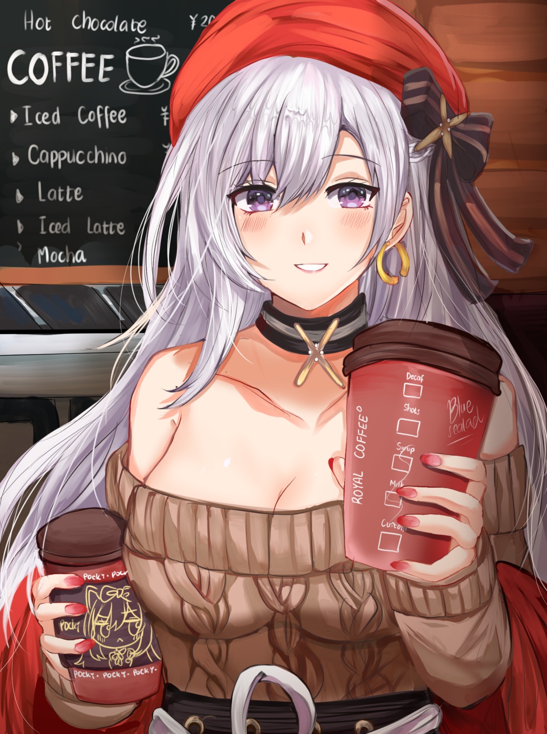 azur_lane, belfast_(azur_lane), bluesealad, cleavage, no_bra, sweater