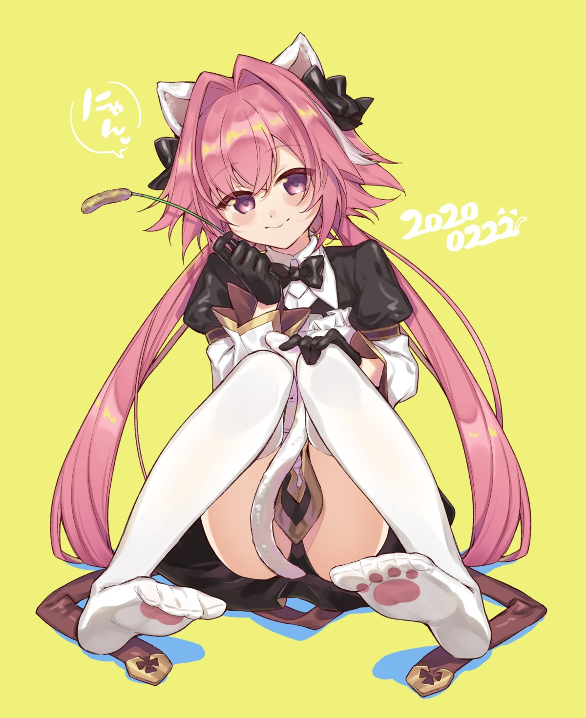 animal_ears, astolfo_(fate), citron_82, fate/grand_order, feet, nekomimi, pantsu, skirt_lift