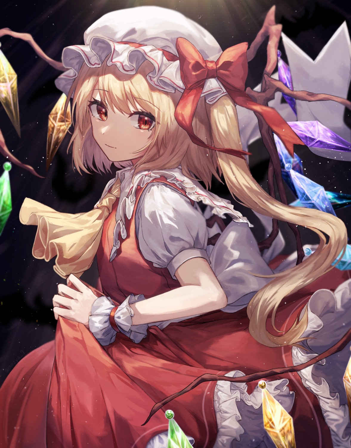 flandre_scarlet, mozuno_(mozya_7), skirt_lift, touhou, wings