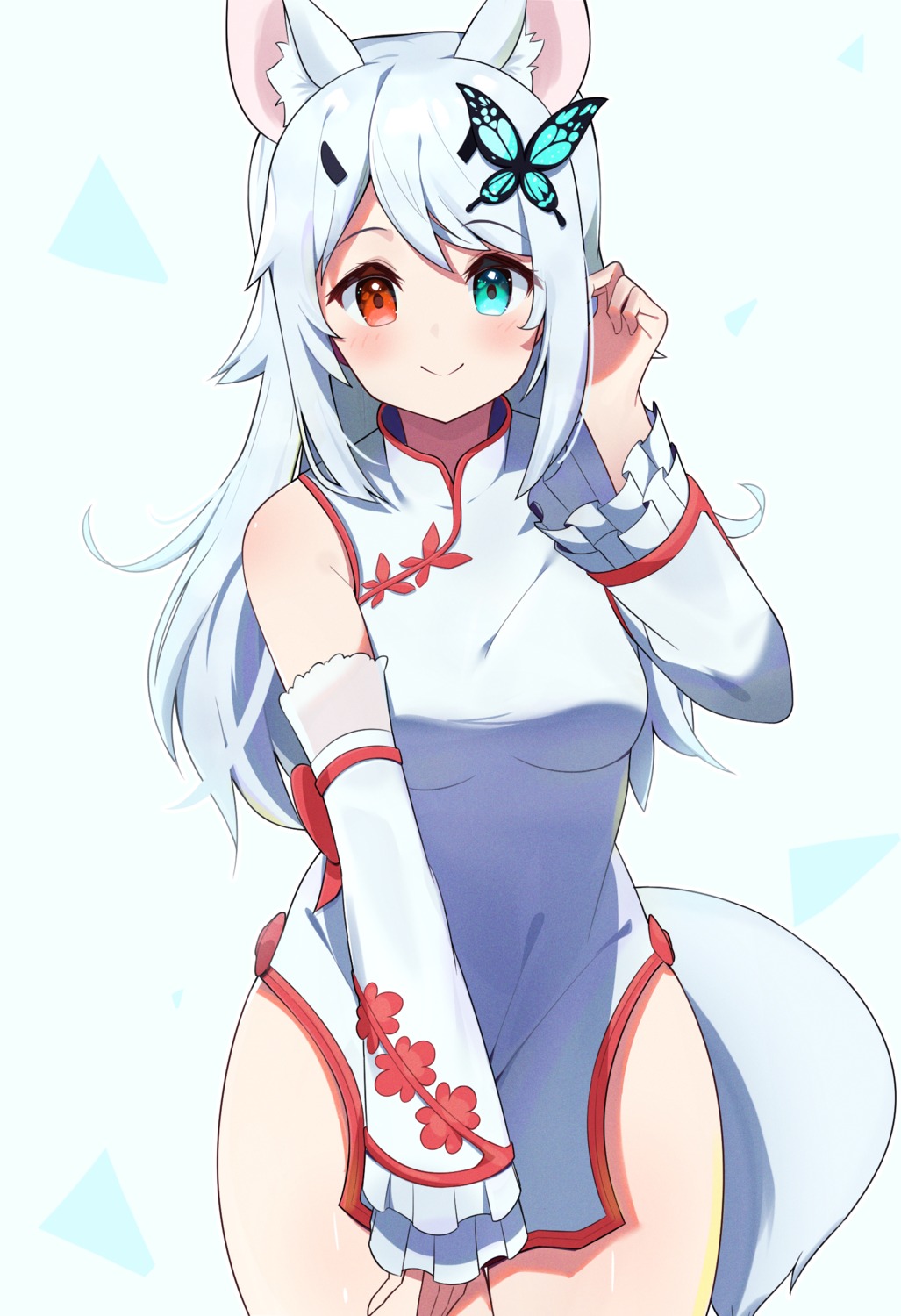 animal_ears, chinadress, heterochromia, tail, takosuke0624