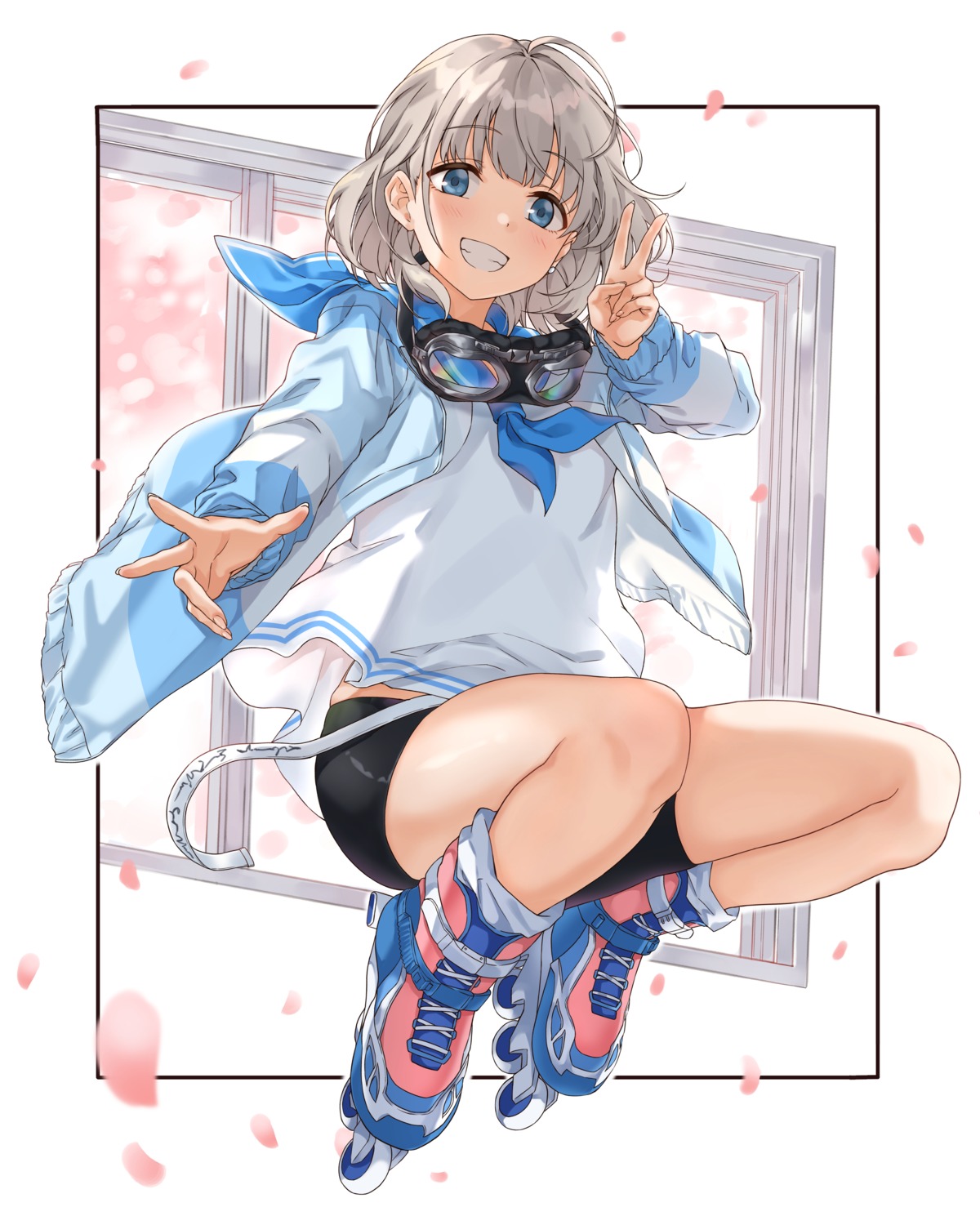 bike_shorts, see_through, seifuku, serizawa_asahi, shirt_lift, sirurabbit, the_idolm@ster, the_idolm@ster_shiny_colors