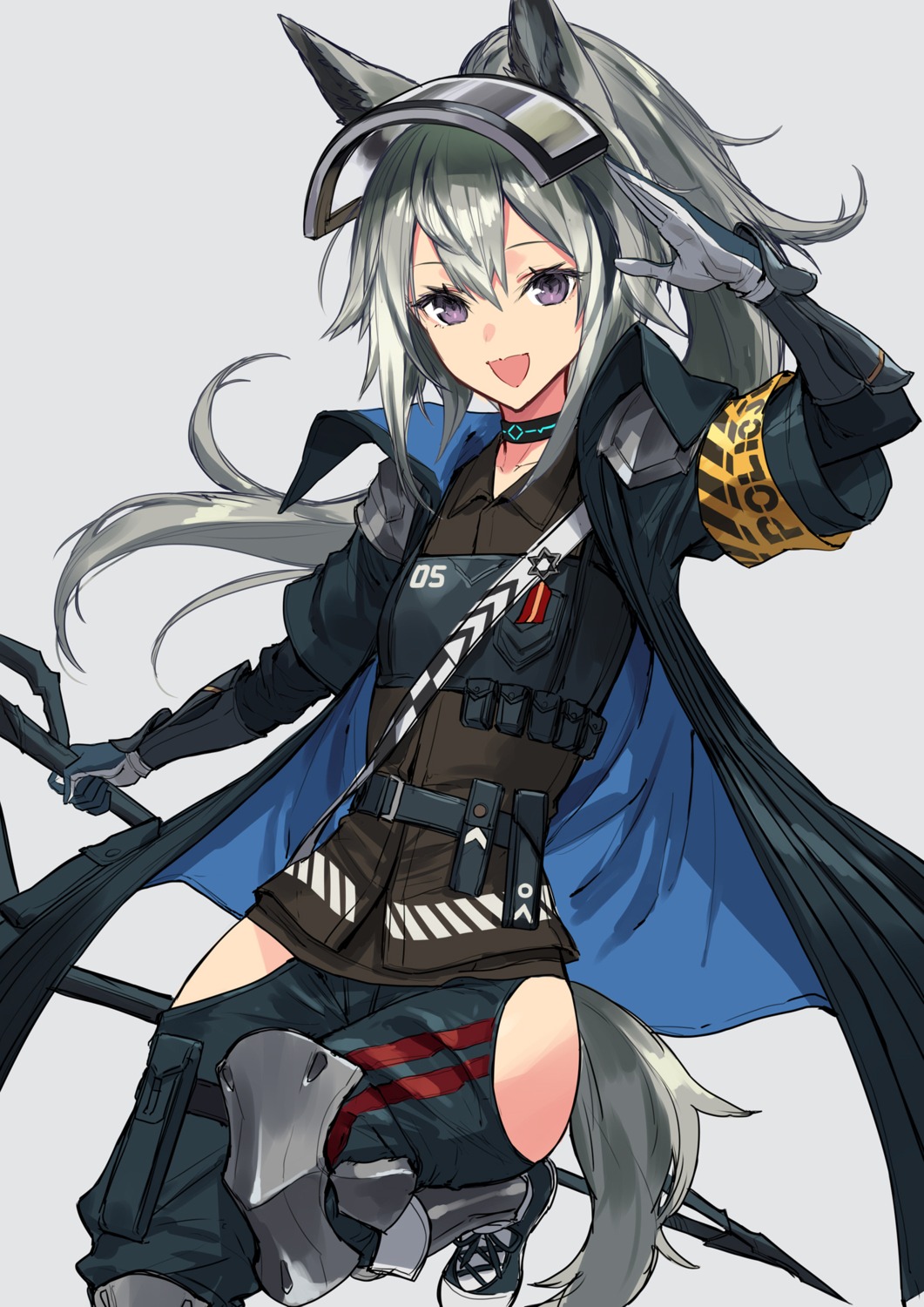 animal_ears, arknights, grani_(arknights), sigma99, uniform, weapon