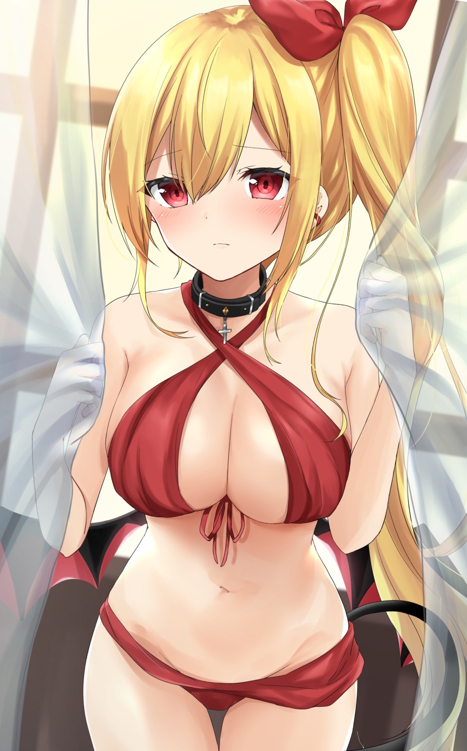 bikini, swimsuits, tail, taruton_(konritu0821), wings