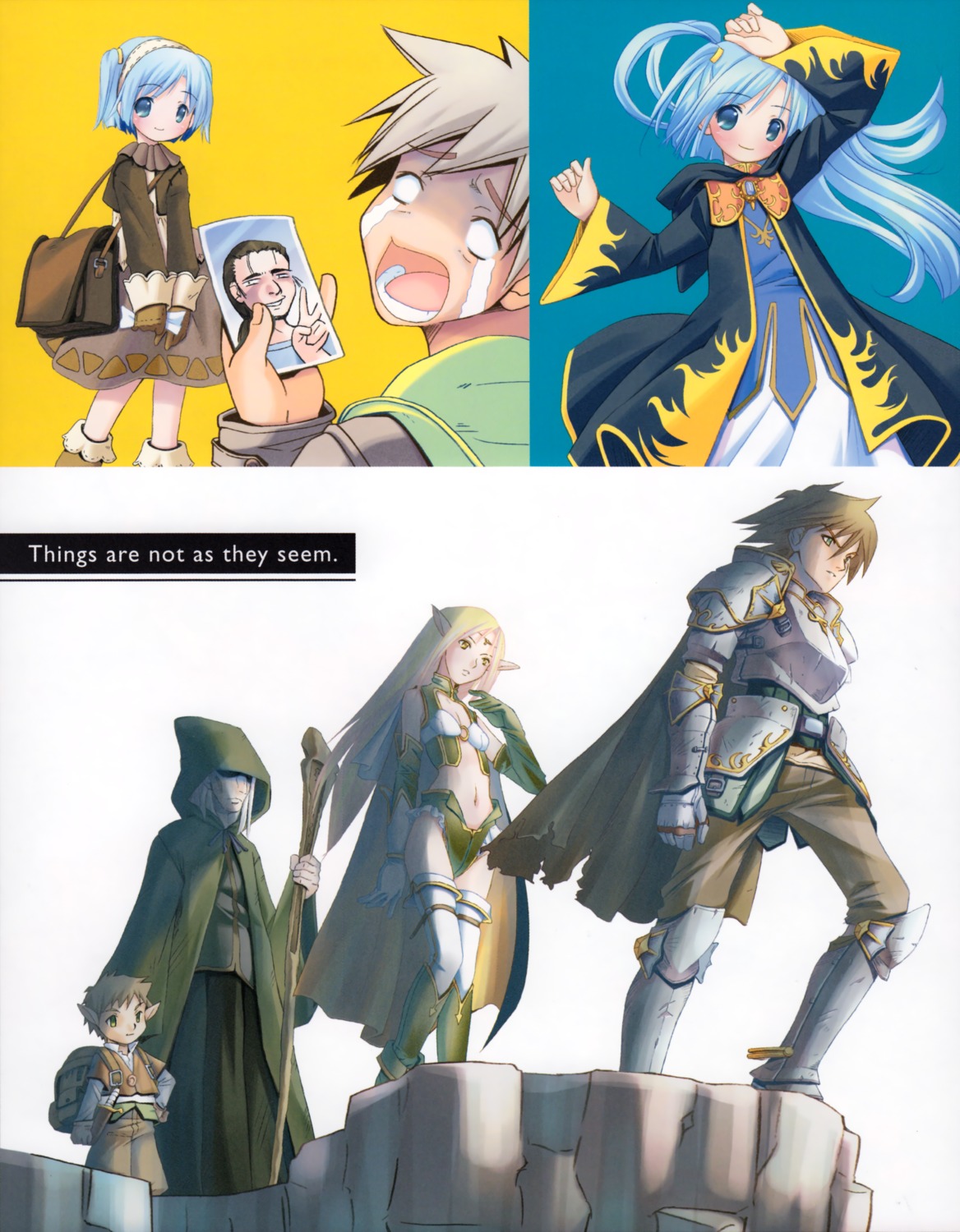 armor, elf, moetan, pastel_ink, pointy_ears, pop, tezuka_nao, thighhighs