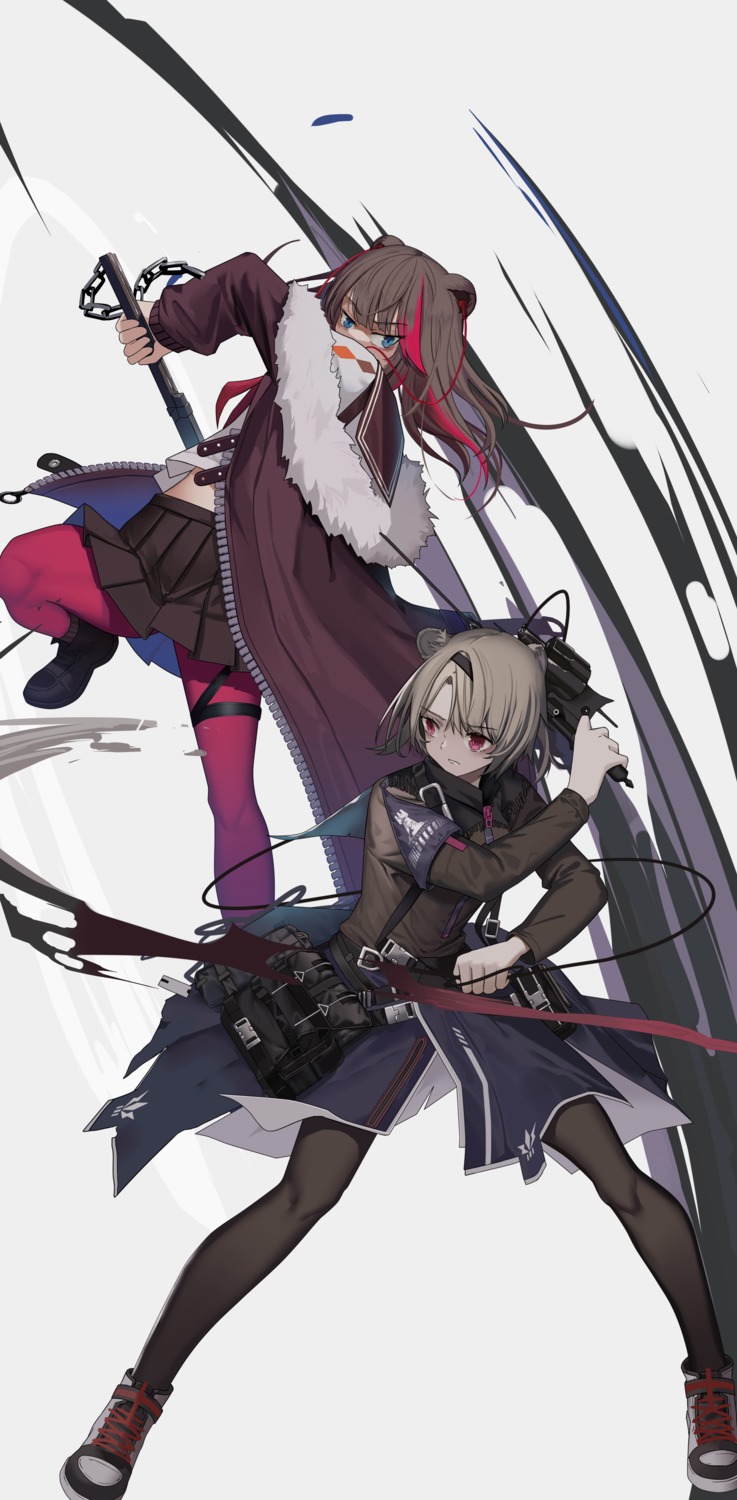absinthe_(arknights), animal_ears, arknights, garter, hamachi_hazuki, pantyhose, seifuku, skirt_lift