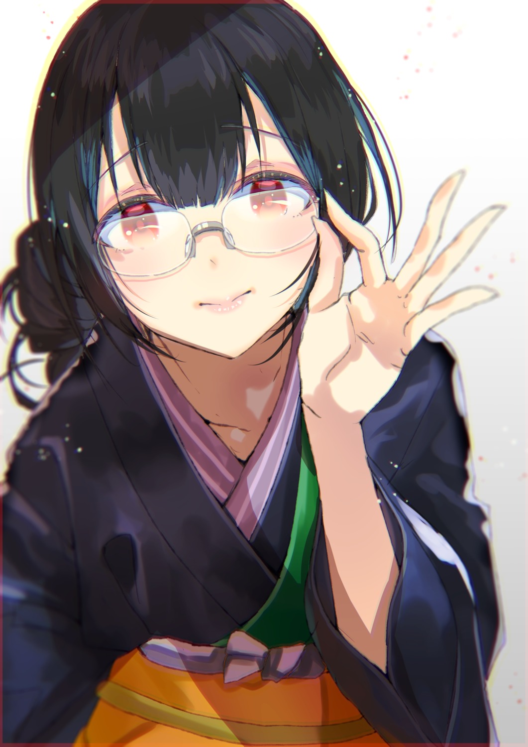 megane, morino_rinze, the_idolm@ster, the_idolm@ster_shiny_colors, yae_(mono110), yukata