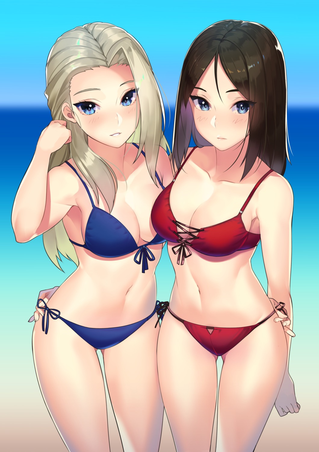 bikini, clara_(girls_und_panzer), girls_und_panzer, kagematsuri, nonna, swimsuits
