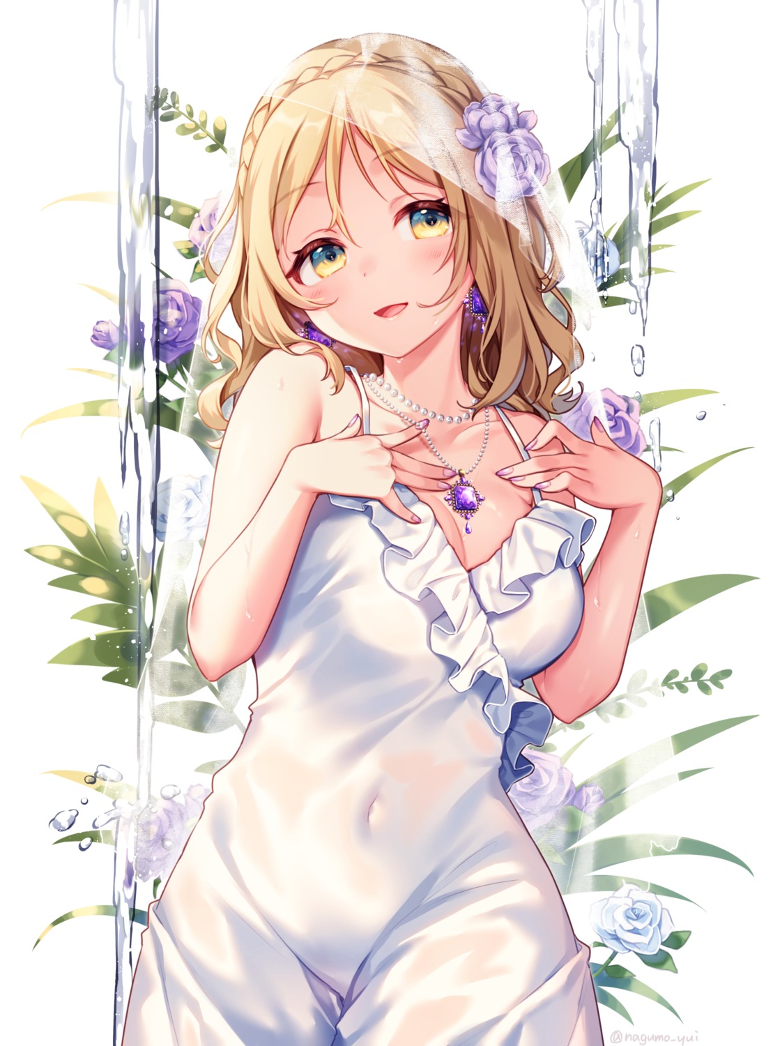 cleavage, dress, love_live!_(series), love_live!_sunshine!!, moyui_(myi_005), ohara_mari, see_through, wedding_dress