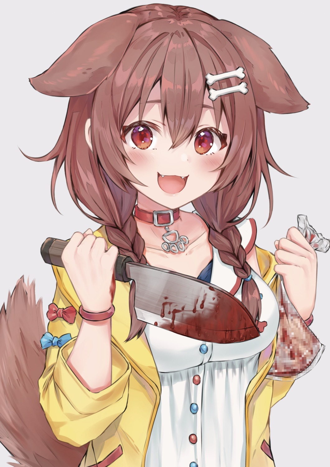 animal_ears, blood, censored, hololive, hololive_gamers, hyouta_(yoneya), inugami_korone, inumimi