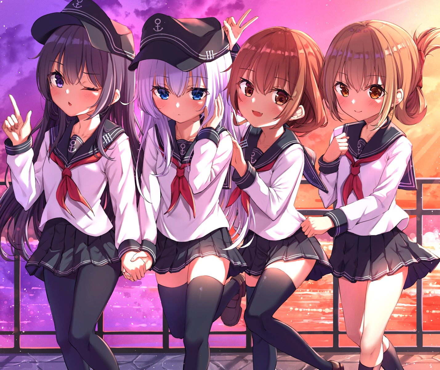 akatsuki_(kancolle), hibiki_(kancolle), ikazuchi_(kancolle), inazuma_(kancolle), kantai_collection, pantyhose, seifuku, skirt_lift