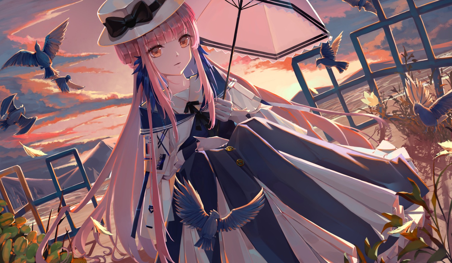 arknights, ceylon_(arknights), dress, nosttat, umbrella