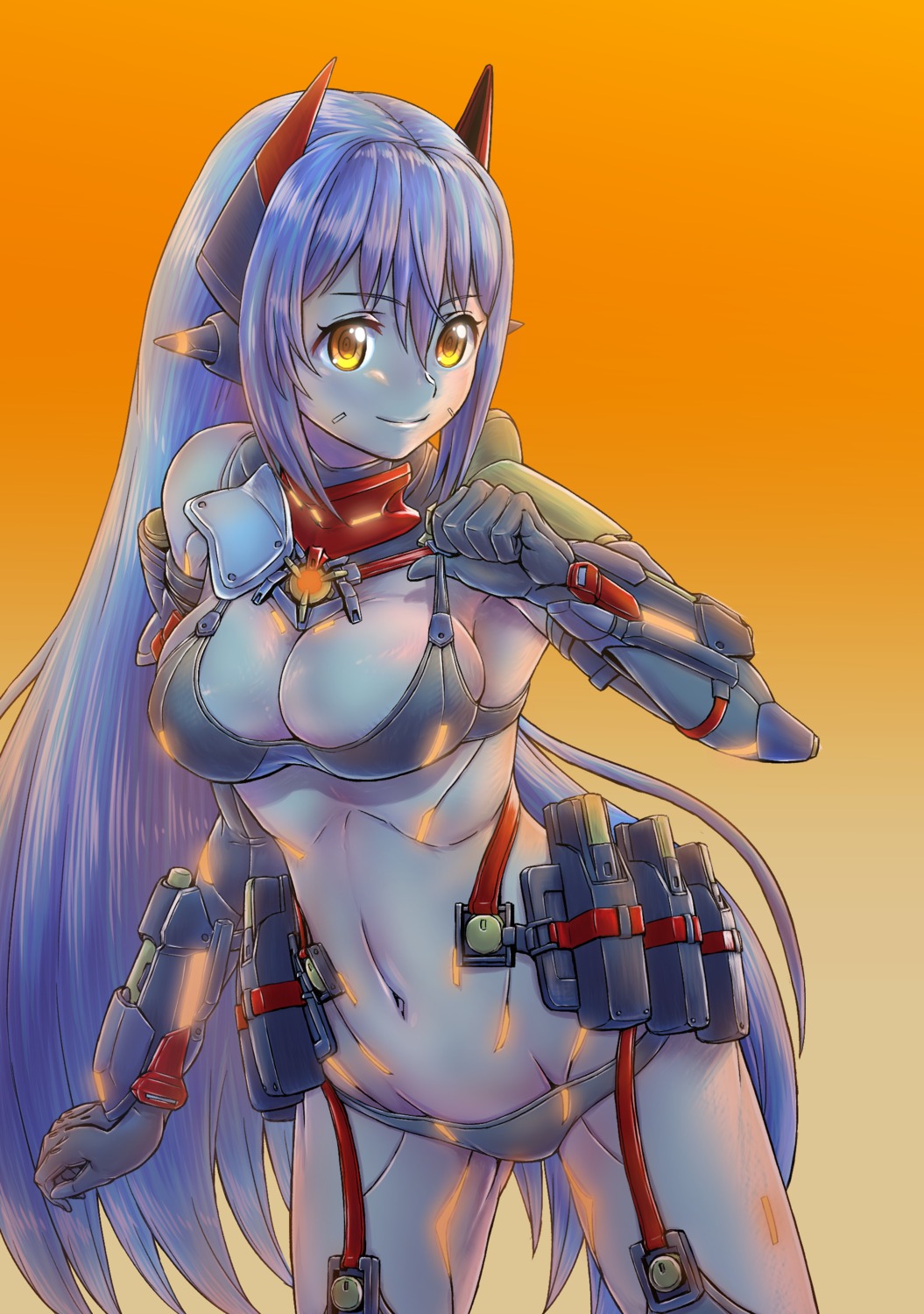 8kkin, armor, bikini, hana_(xenoblade_2), hana_jd, leotard, mecha_musume, stockings, swimsuits, thighhighs, xenoblade_(series), xenoblade_2