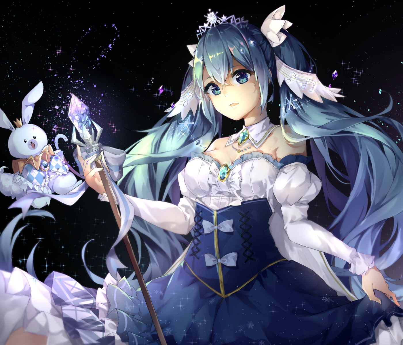 cleavage, dress, hatsune_miku, hinamaru, skirt_lift, vocaloid, weapon, yuki_miku