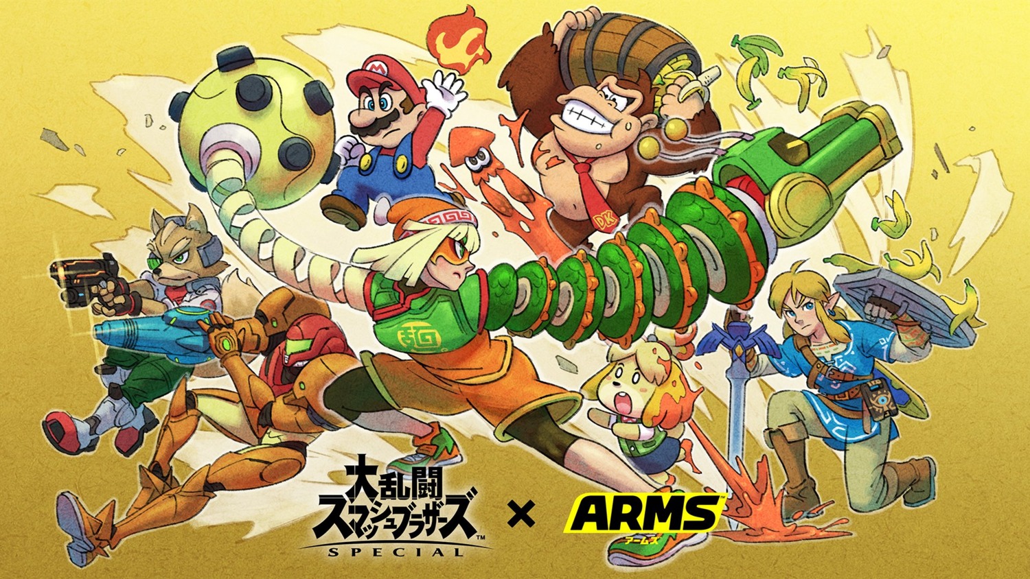 arms, asian_clothes, crossover, donkey_kong, donkey_kong_(character), doubutsu_no_mori, fox_mccloud, gun